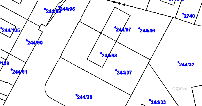 Parcela st. 244/98 v KÚ Staré Hodějovice, Katastrální mapa