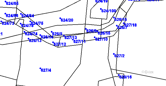 Parcela st. 627/21 v KÚ Staré Hodějovice, Katastrální mapa