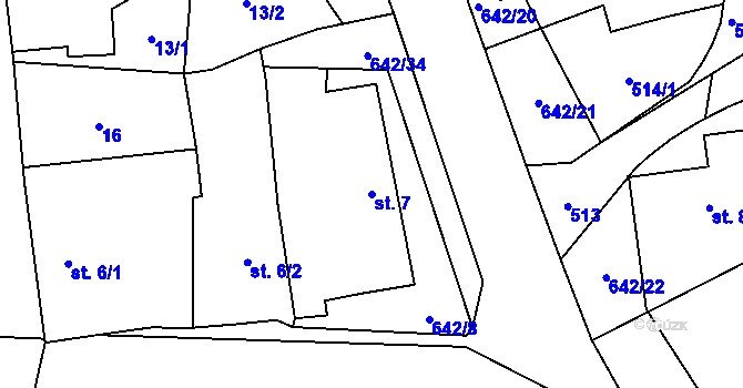 Parcela st. 7 v KÚ Brozany nad Labem, Katastrální mapa