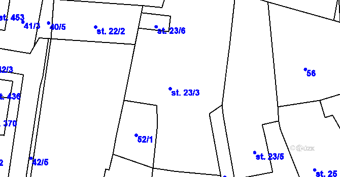 Parcela st. 23/3 v KÚ Brozany nad Labem, Katastrální mapa