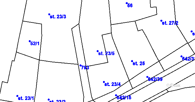 Parcela st. 23/5 v KÚ Brozany nad Labem, Katastrální mapa