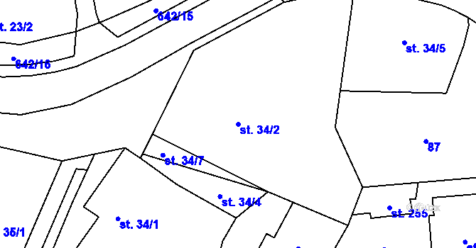 Parcela st. 34/2 v KÚ Brozany nad Labem, Katastrální mapa