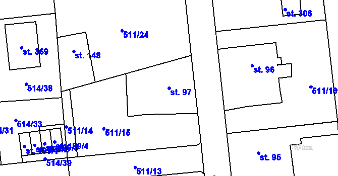 Parcela st. 97 v KÚ Brozany nad Labem, Katastrální mapa