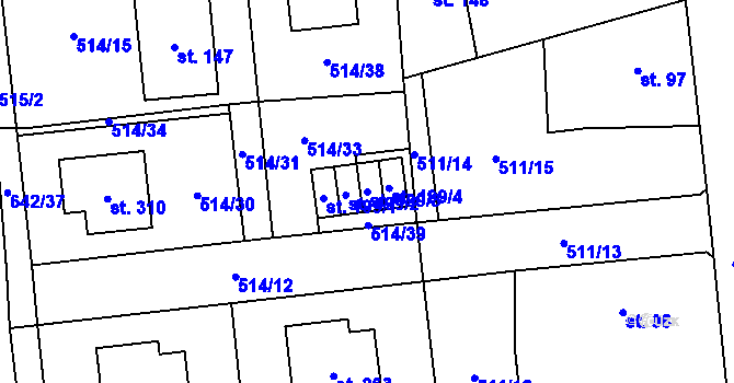 Parcela st. 199/3 v KÚ Brozany nad Labem, Katastrální mapa