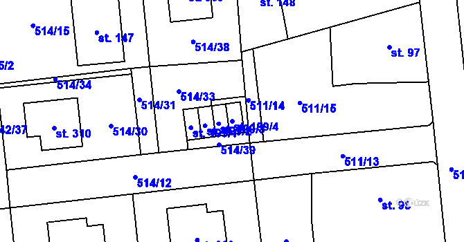 Parcela st. 199/4 v KÚ Brozany nad Labem, Katastrální mapa