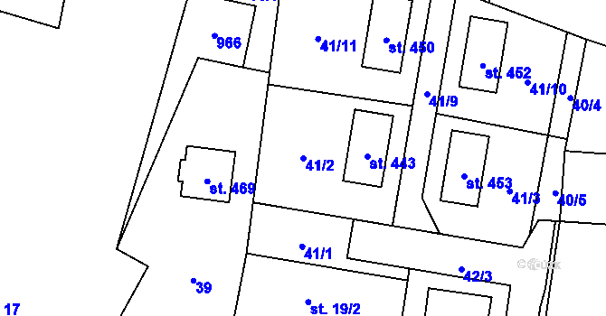 Parcela st. 41/2 v KÚ Brozany nad Labem, Katastrální mapa