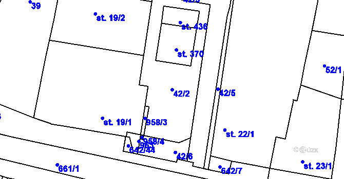 Parcela st. 42/2 v KÚ Brozany nad Labem, Katastrální mapa