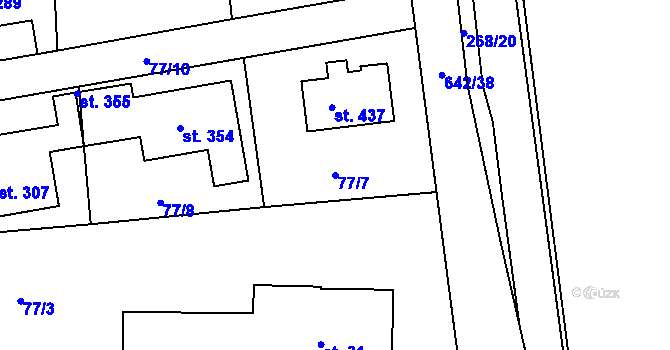 Parcela st. 77/7 v KÚ Brozany nad Labem, Katastrální mapa