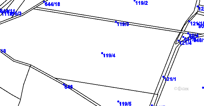 Parcela st. 119/4 v KÚ Brozany nad Labem, Katastrální mapa