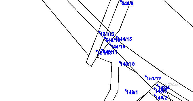 Parcela st. 121/13 v KÚ Brozany nad Labem, Katastrální mapa