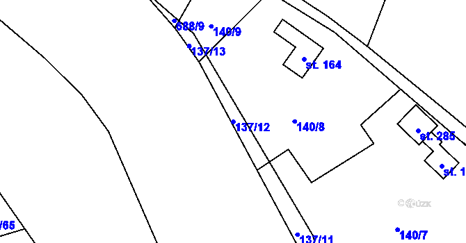 Parcela st. 137/12 v KÚ Brozany nad Labem, Katastrální mapa