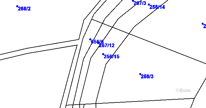 Parcela st. 256/15 v KÚ Brozany nad Labem, Katastrální mapa