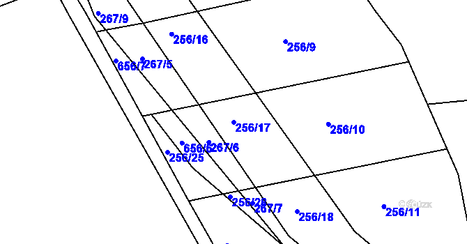 Parcela st. 256/17 v KÚ Brozany nad Labem, Katastrální mapa