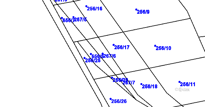 Parcela st. 267/6 v KÚ Brozany nad Labem, Katastrální mapa