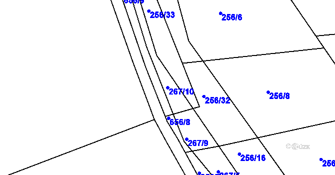 Parcela st. 267/10 v KÚ Brozany nad Labem, Katastrální mapa
