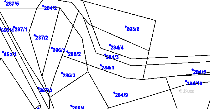 Parcela st. 284/3 v KÚ Brozany nad Labem, Katastrální mapa