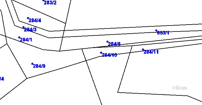 Parcela st. 284/10 v KÚ Brozany nad Labem, Katastrální mapa