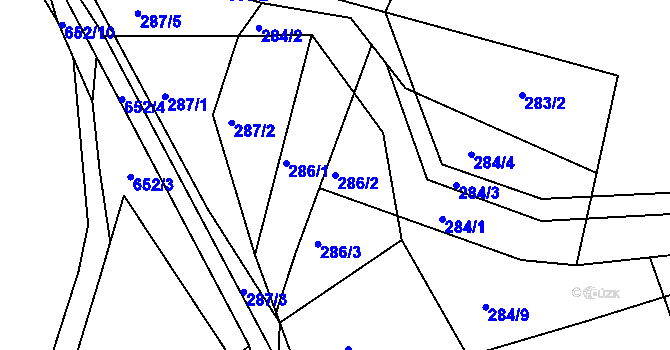 Parcela st. 286/2 v KÚ Brozany nad Labem, Katastrální mapa