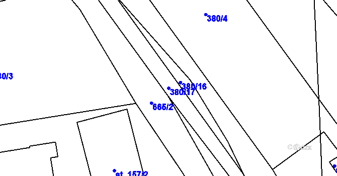 Parcela st. 380/17 v KÚ Brozany nad Labem, Katastrální mapa