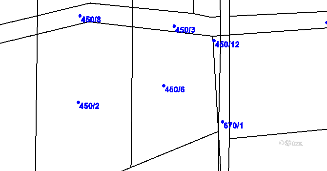 Parcela st. 450/6 v KÚ Brozany nad Labem, Katastrální mapa