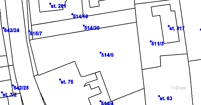 Parcela st. 514/5 v KÚ Brozany nad Labem, Katastrální mapa
