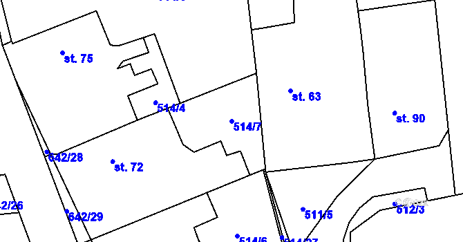 Parcela st. 514/7 v KÚ Brozany nad Labem, Katastrální mapa