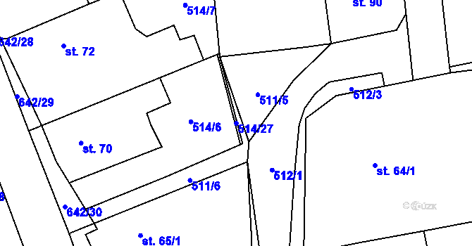 Parcela st. 514/27 v KÚ Brozany nad Labem, Katastrální mapa