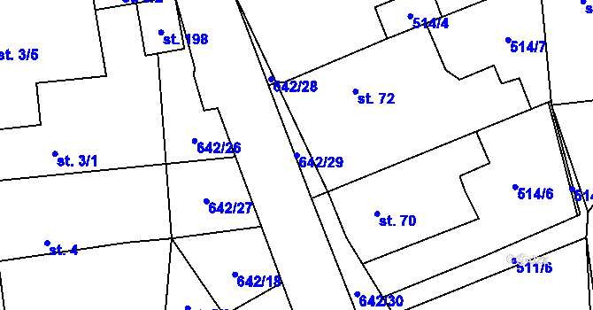 Parcela st. 642/29 v KÚ Brozany nad Labem, Katastrální mapa