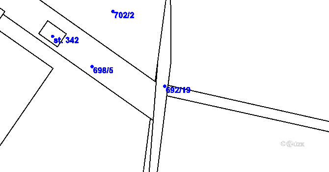 Parcela st. 692/19 v KÚ Brozany nad Labem, Katastrální mapa