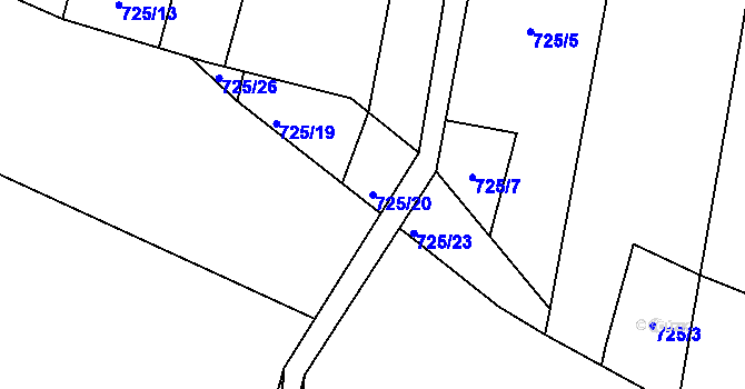 Parcela st. 725/20 v KÚ Brozany nad Labem, Katastrální mapa
