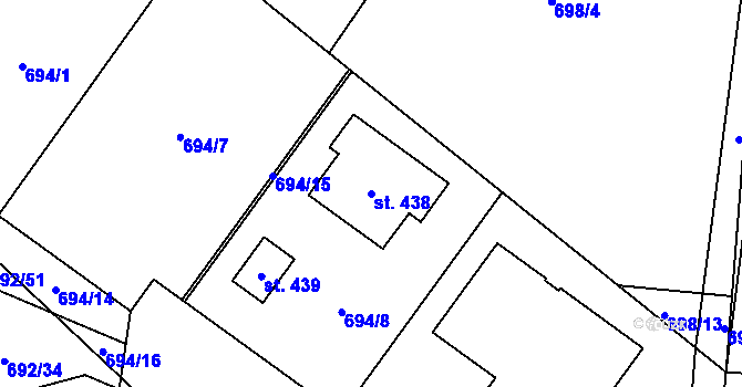 Parcela st. 438 v KÚ Brozany nad Labem, Katastrální mapa