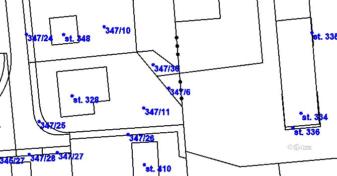 Parcela st. 347/6 v KÚ Brozany nad Labem, Katastrální mapa
