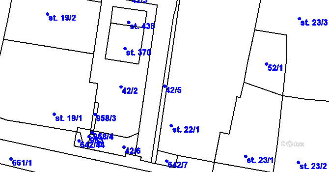 Parcela st. 42/5 v KÚ Brozany nad Labem, Katastrální mapa