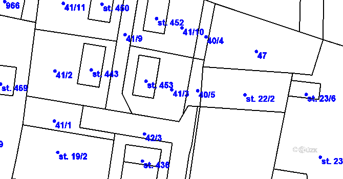 Parcela st. 41/3 v KÚ Brozany nad Labem, Katastrální mapa