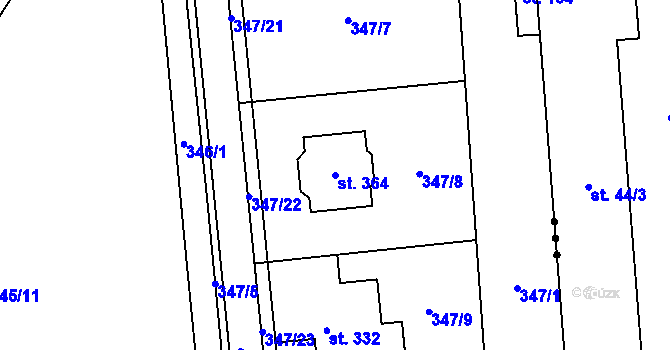 Parcela st. 364 v KÚ Brozany nad Labem, Katastrální mapa