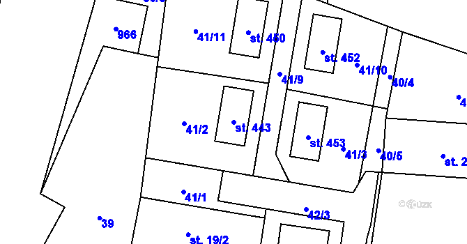 Parcela st. 443 v KÚ Brozany nad Labem, Katastrální mapa