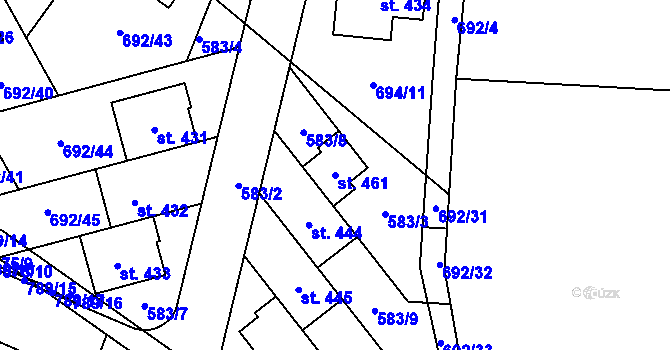Parcela st. 461 v KÚ Brozany nad Labem, Katastrální mapa
