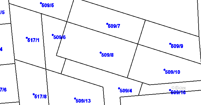 Parcela st. 509/8 v KÚ Brozany nad Labem, Katastrální mapa