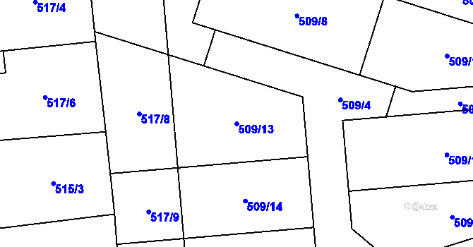 Parcela st. 509/13 v KÚ Brozany nad Labem, Katastrální mapa
