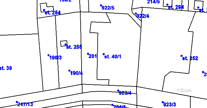 Parcela st. 40/1 v KÚ Staré Hradiště, Katastrální mapa