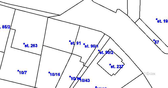 Parcela st. 90/1 v KÚ Staré Hradiště, Katastrální mapa