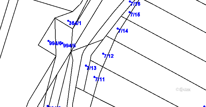Parcela st. 7/12 v KÚ Staré Hradiště, Katastrální mapa