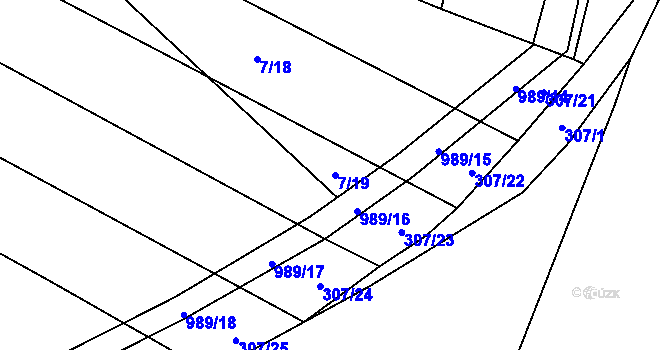 Parcela st. 7/19 v KÚ Staré Hradiště, Katastrální mapa