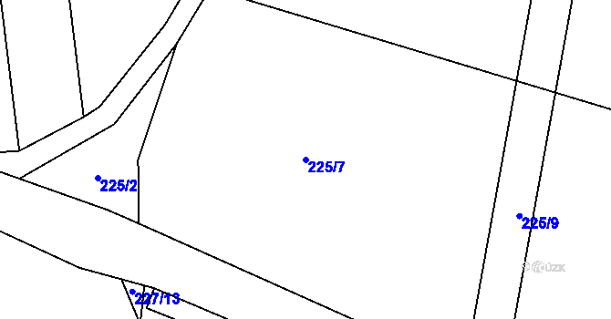 Parcela st. 225/7 v KÚ Staré Hradiště, Katastrální mapa