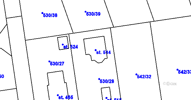 Parcela st. 514 v KÚ Staré Hradiště, Katastrální mapa