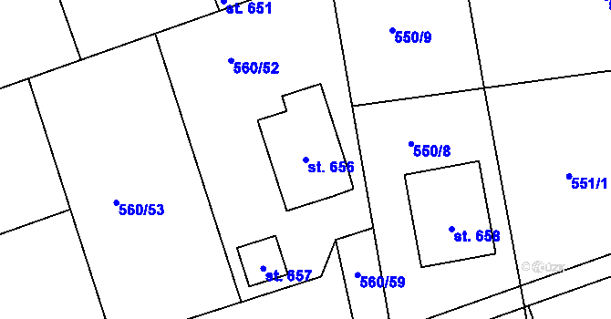 Parcela st. 656 v KÚ Staré Hradiště, Katastrální mapa