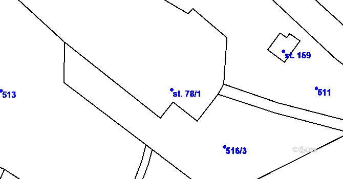 Parcela st. 78/1 v KÚ Sedliště u Starých Hradů, Katastrální mapa