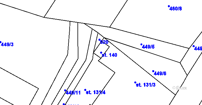 Parcela st. 140 v KÚ Sedliště u Starých Hradů, Katastrální mapa