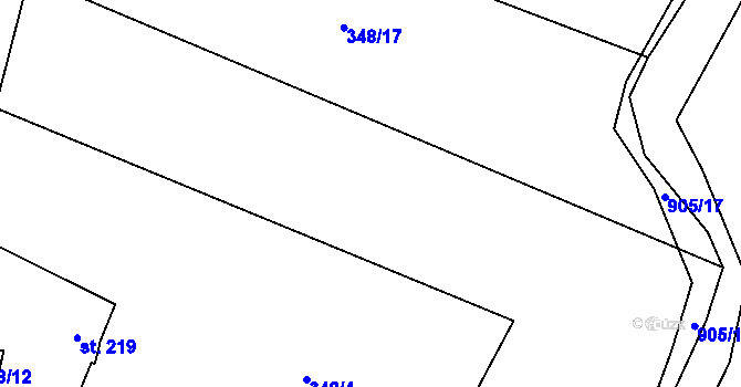Parcela st. 348/18 v KÚ Staré Hrady, Katastrální mapa
