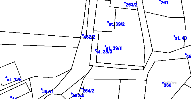 Parcela st. 39/3 v KÚ Staré Hutě na Moravě, Katastrální mapa